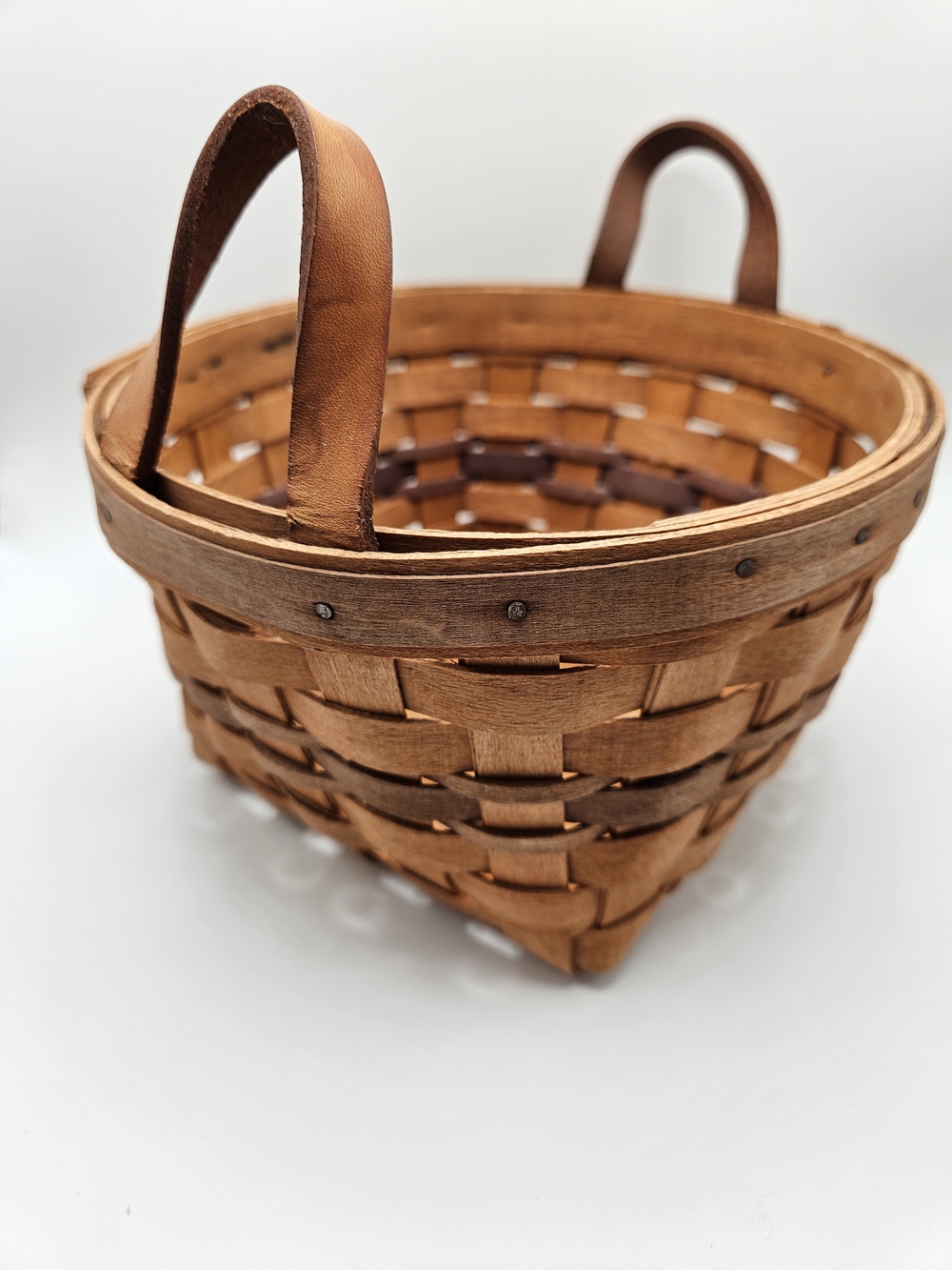 Longaberger Retired Pansy Basket With Leather Handles 1992 Countrycore